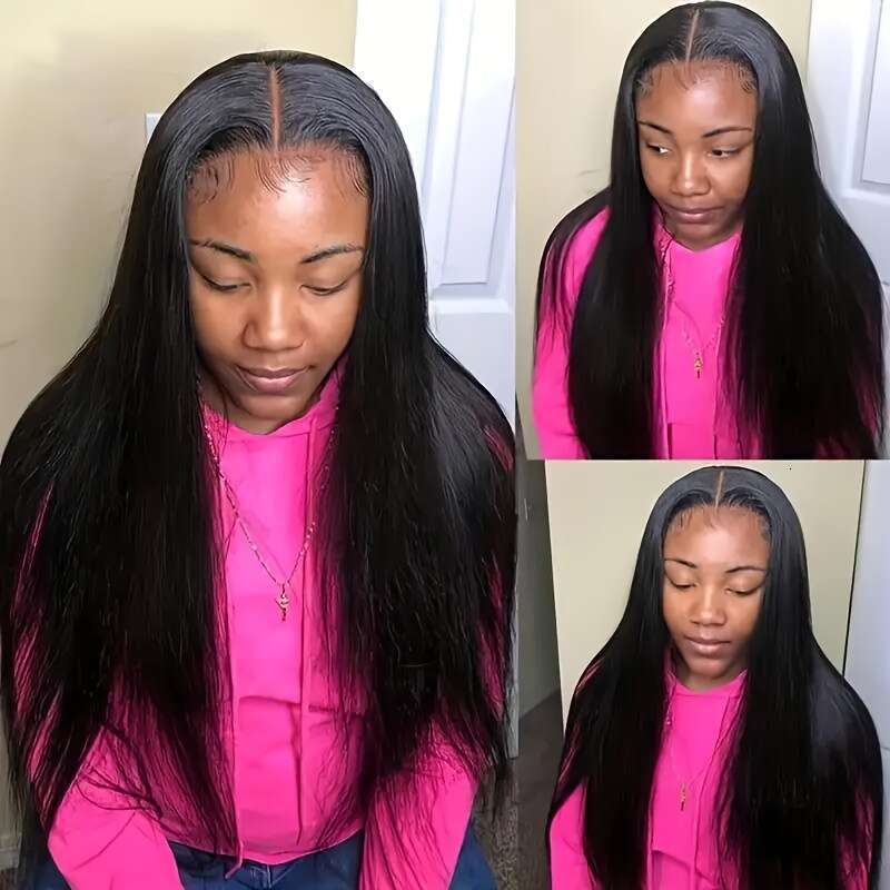 Glueless Brazilian Human Hair - 5X5 HD Closure, 250% Density, Pre-Plucked Pre-Cut Beginners, Glue No Gel, Black, Perfect For Casual Attire & Special O