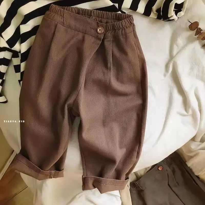 Childrens Korean Casual Pants for Babies Spring 2022 New Boys and Girls Solid Color Loose Fitting Harlan Pants Long PantsT251027