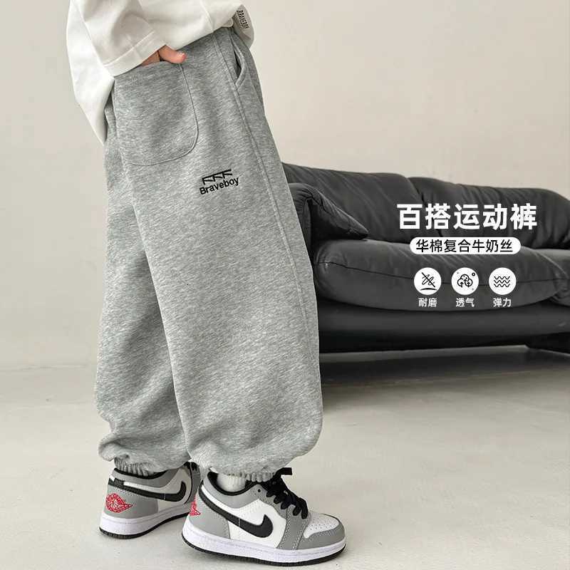 2025 New Boys Korean Version Loose Sports Pants 290g Knitted Wear Resistant and Durable Sweatpants Fashion Boy ClothesT251027