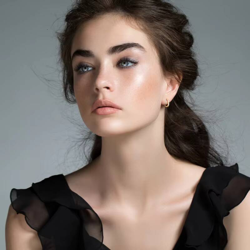 Fashion Luxury 925 Silver Round Cut 13mm 001CT Moissanite Single Row Hoop Huggie Earrings for Women