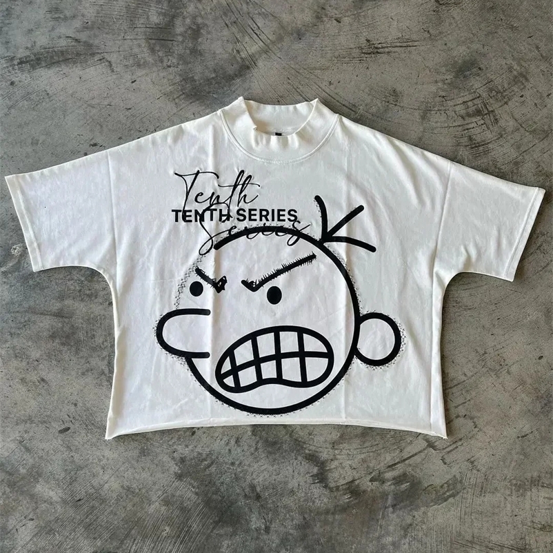 American Retro Pink T Shirt Y2K Clothes Mens Womens Hip Hop Letters Graffiti Print Oversized Tshirt Cotton Short Sleeved Tops 251020