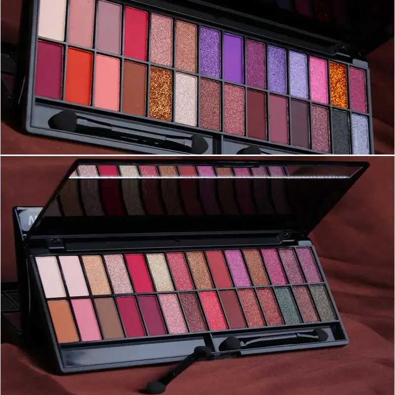 Matte Shimmer Eyeshadow Palette 28 Colors Waterproof Long Lasting Professional Makeup Kit With Dual Ended BrushXJ251027