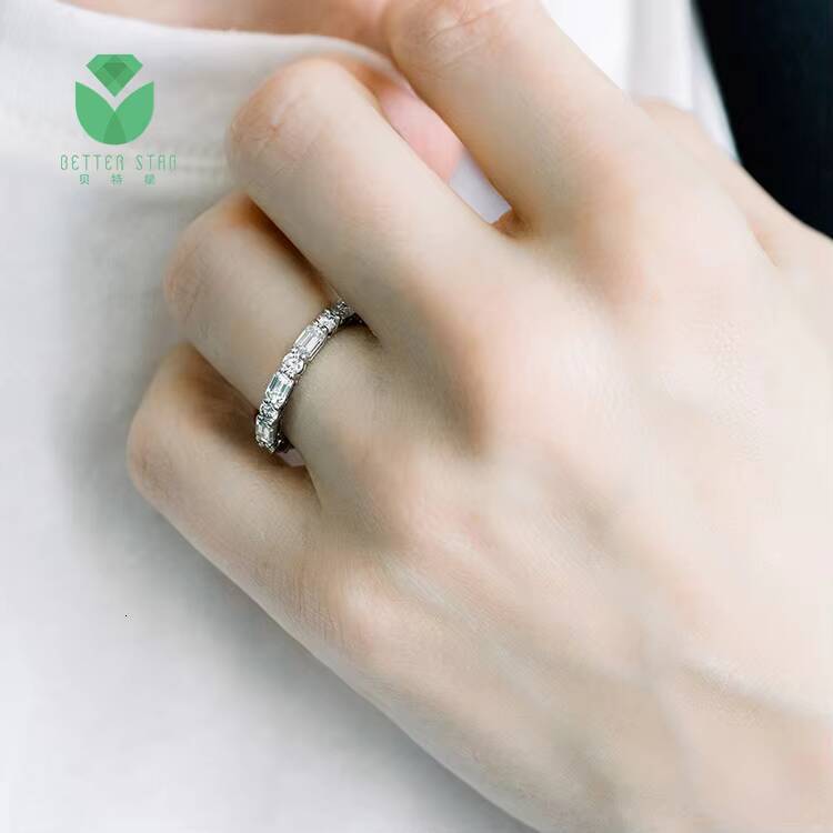 Wholesale Price Pave Setting Full Lab Grown Diamond Wedding Ring CVD Synthetic Diamond Engagement Ring Wedding Jewelry for Women
