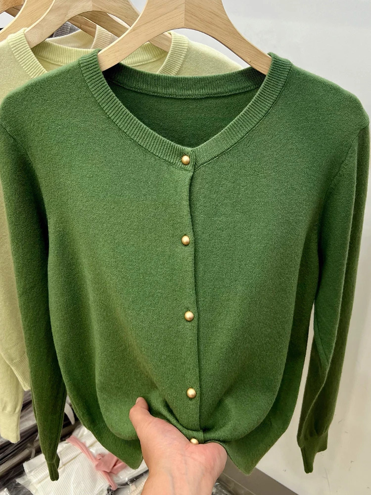 AOSSVIAO Long Sleeve Sweaters Cardigan Spring Autumn Women ONeck Knitwear Tops Clothing Fashion Basic Tops 251027