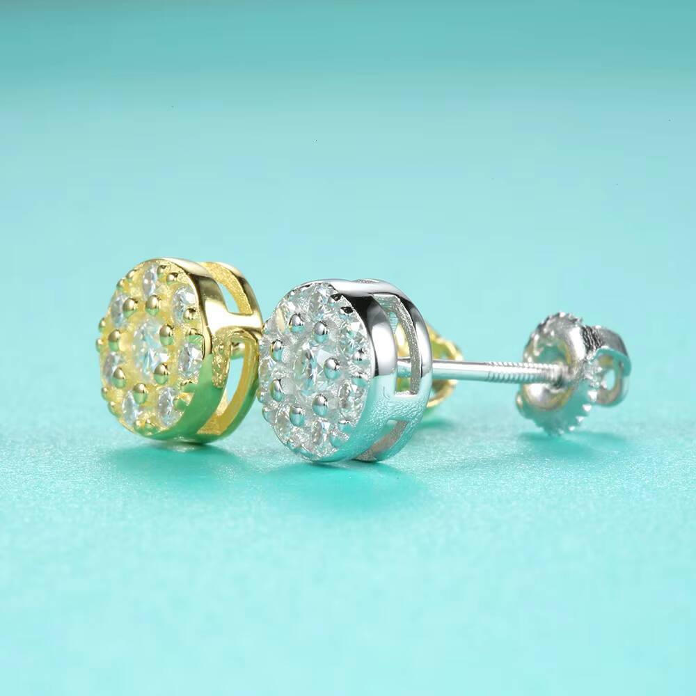 Fashion Luxury Jewelry Iced Out Earrings 925 Silver Gold Plated Pass the Diamond Test Moissanite Stud Earring for Women