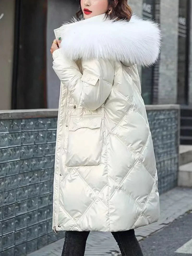 Autumn Winter Hooded Fur Collar Long Parkas Mujer Thick Warm Down Cotton Padded Jacket Women Casual Hoodies Coat Female 251027