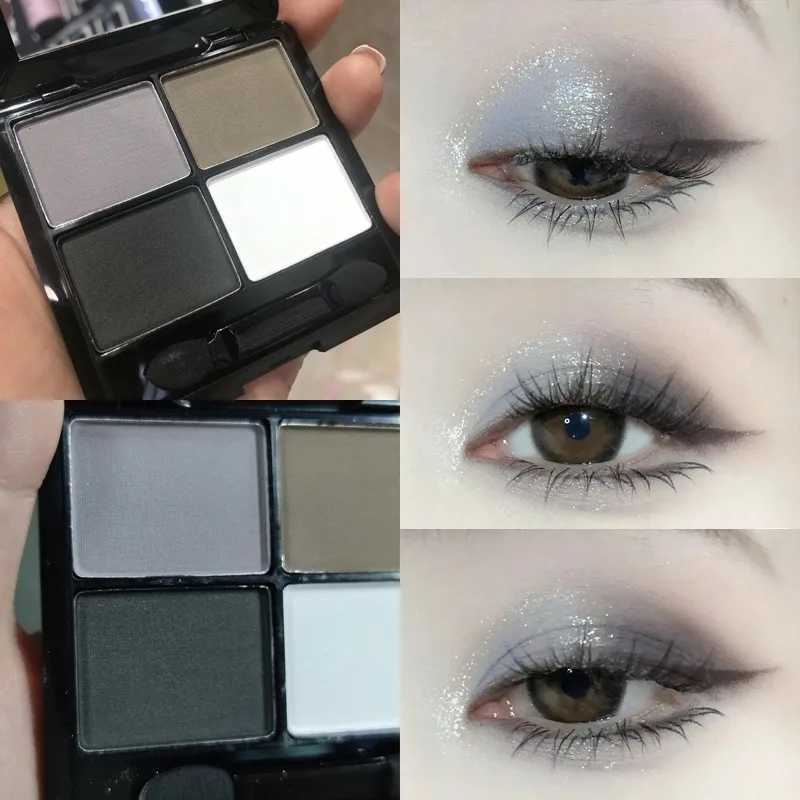 4Color Eyeshadow Palette Gray Black Smoky Matte Pearlescent Shimmer Brightening Base Eye Makeup Primer with Application ToolXJ251027