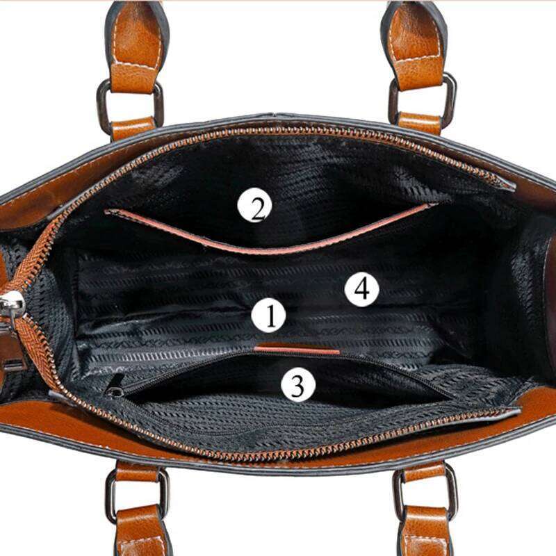 Women Handbag Cross Body Shoulder Tote Bag Genuine Leather Shopping Fashion Office Female Real Cowhide Messenger Top Handle Bags