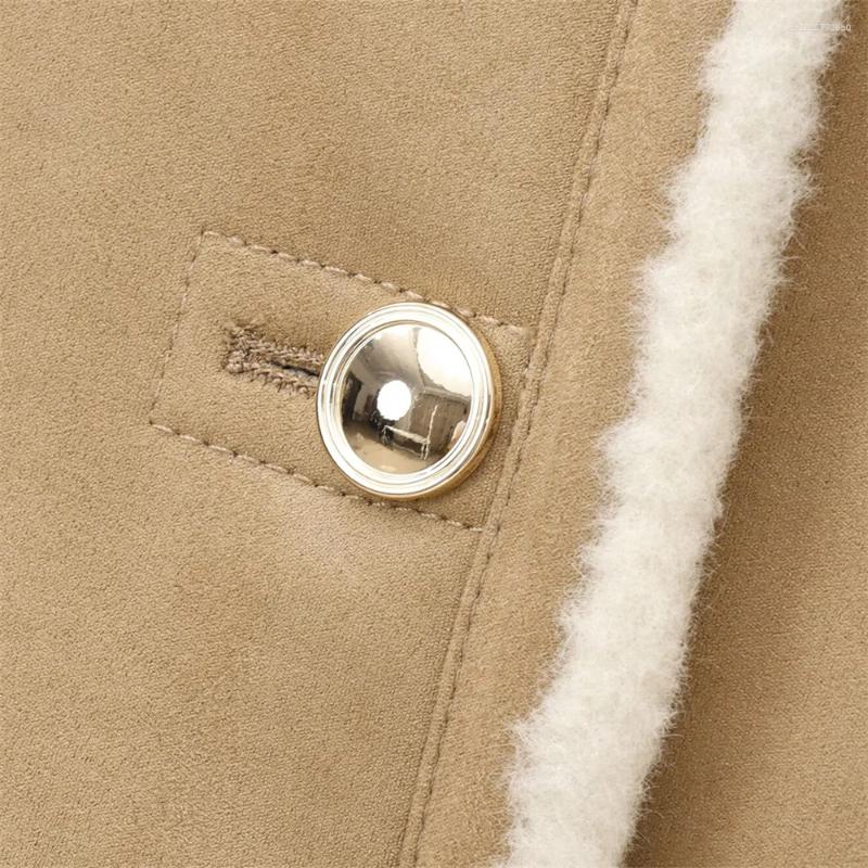 Women's Jackets Autumn Xiaoxiangfeng Mingyuan Style Gold Button Decoration Double Sided Long Sleeved Jacket Coat