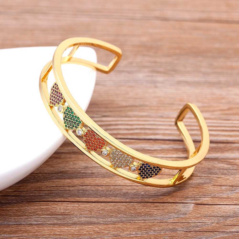 Nidin New Fashion Design Luxury Brand Cuff Bangs Trendy Copper Cubic Zirconia Bracets For Wen Party Birthday Jewelry GiftW251027