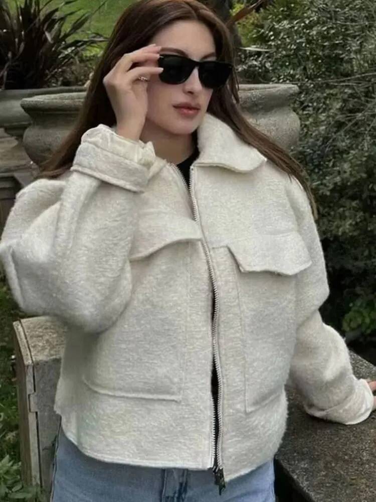 winter jacket women HH Women Elegant Solid Jacket Front Pocket Long Sleeve Zipper Jackets Coat For Woman Fashion Autumn Casual Outerwear