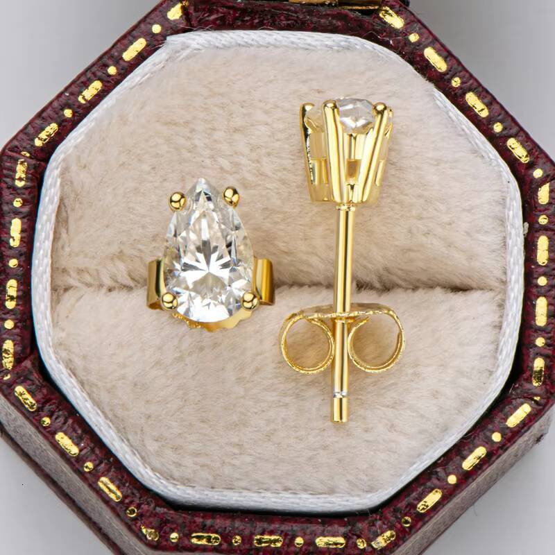 High Quality Wholesale Pear Cut 05ct Moissanite 925 Sterling Silver Simple Stud Earring for Women Jewelry Gift