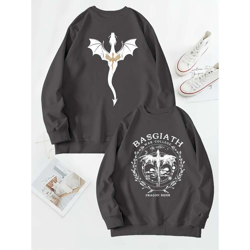 Basgiath War College 2-sided Sweatshirt Fourth Wing Comfort Gift for Book Lover Long Sleeve Fleece Sweatshirt Y2K Streetwear