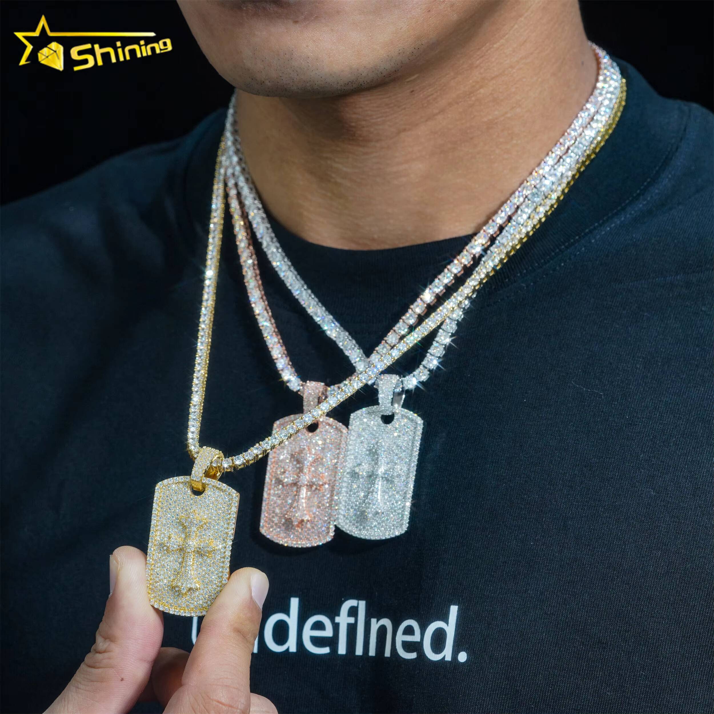 Iced Out Fine Jewelry 925 Sterling Silver Custom Hip Hop Luxury Gold Plated Vvs Moissanite Pendant