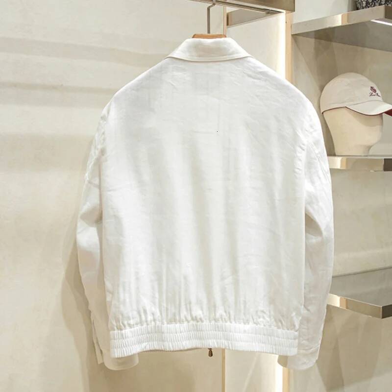 Men's Spring/Summer Casual Thin Style Simple Collar Linen Jacket Coat
