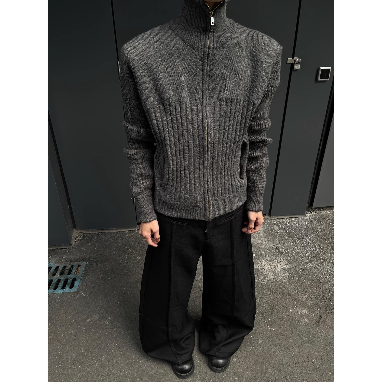 Melard Right Shoulder Short Sweater Men High Collar Designer Sweater Double Zipper Cardigan Knitted Sweater High-end Autumn Winter Casual Jacket Trend