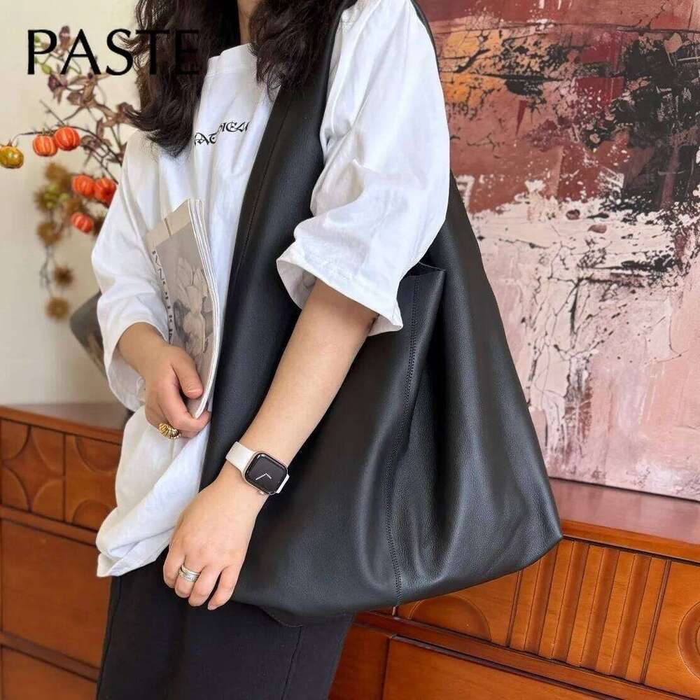 Designer Luxury Leisure Large Piece Cowhide Leather Women Shopper Bucket Tote Beige Coffee Color Real Cowskin Female Handbag Big