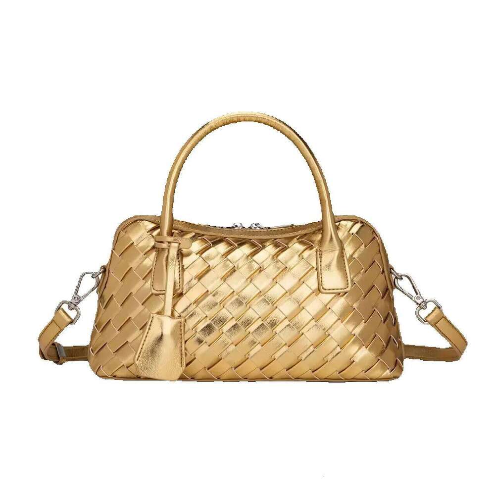 Bao Die Jia New Handmade Woven Bowling For Women Fashionable Versatile Commuting High-End Feel Single Shoulder Crossbody Bag Cowhide Woven Bag