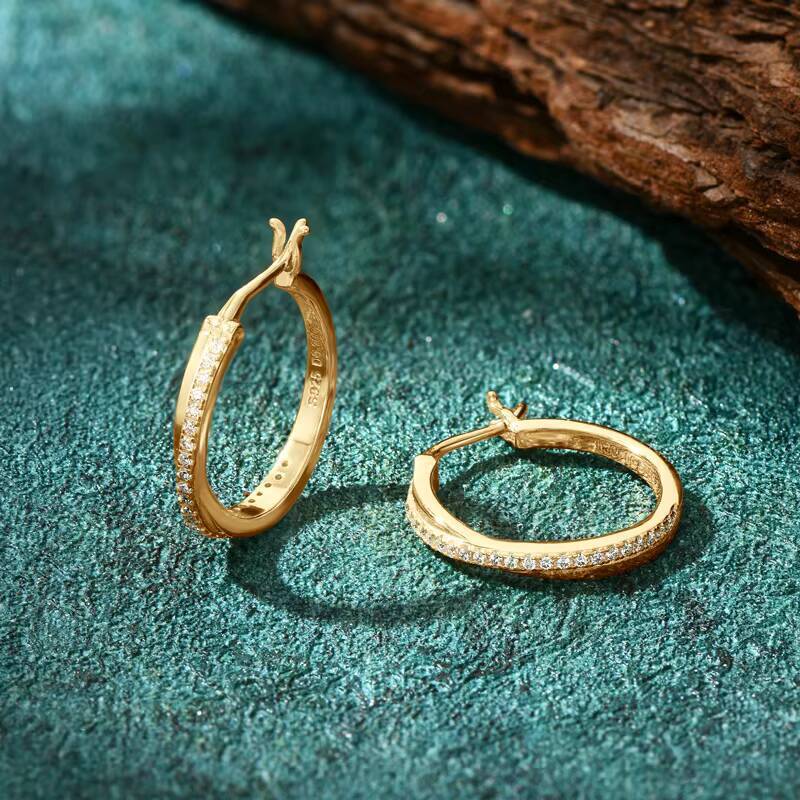 925 Silver 18K Gold Plated Clip Diamond Stud Earrings Wedding Jewelry Gift Classic Real Moissanite Hoop Earrings for Women