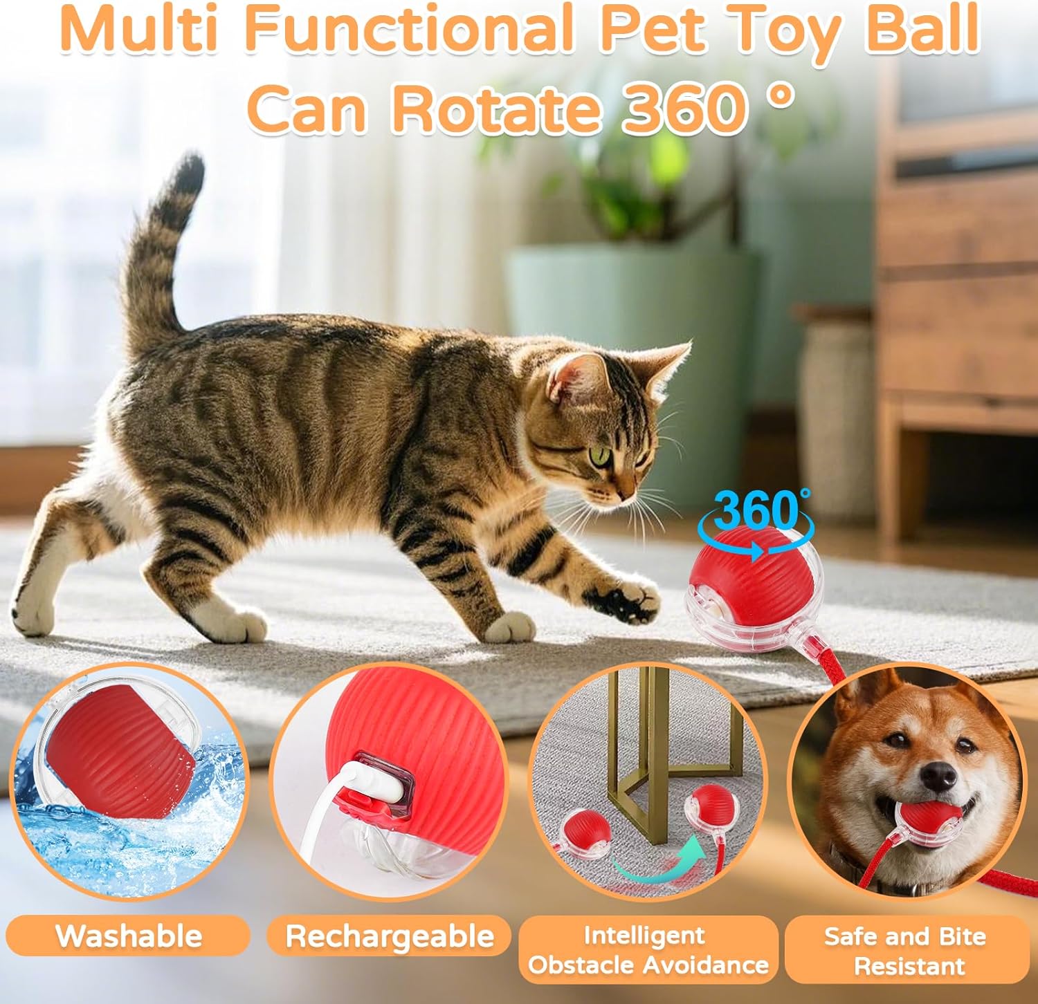 Cat smart teaser ball, interactive cat toy, intelligent automatic rolling dodge, upgraded pet toy