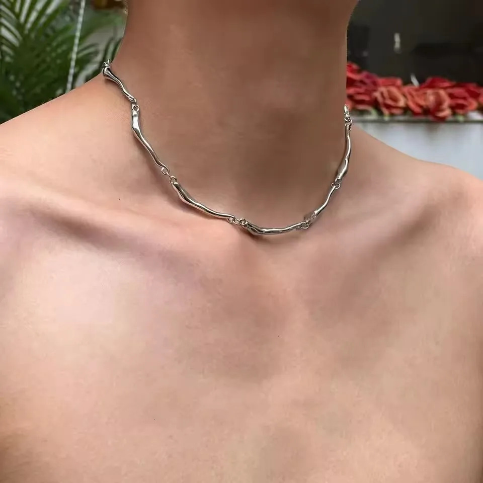 Irregular Wave Shape Chain Men Necklace Advanced Sense Stainless Steel Figaro Cuban Chain Necklace For Men Women Jewelry 251020