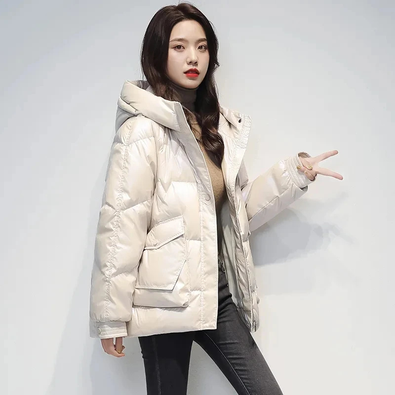 Down Cotton Jacket Hooded Short Comfortable Womens Winter Parka Ladies Coat Versatile Loose Casual Fashion Female 251027