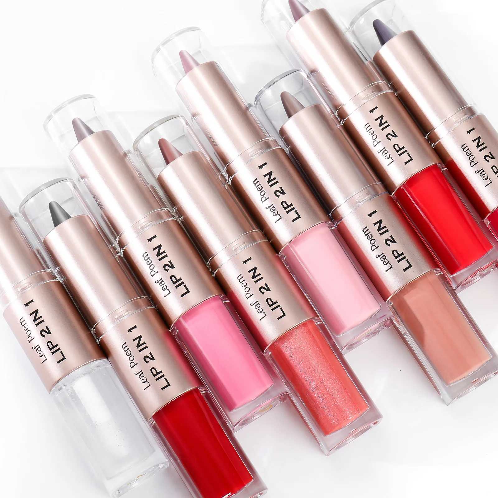 Brown Matte Lip Liner Lipstick Pencil Outlines Lip Contours 2in Mirror Glass Nude Brown Lip Gloss Makeup Waterproof Non Stick W251027