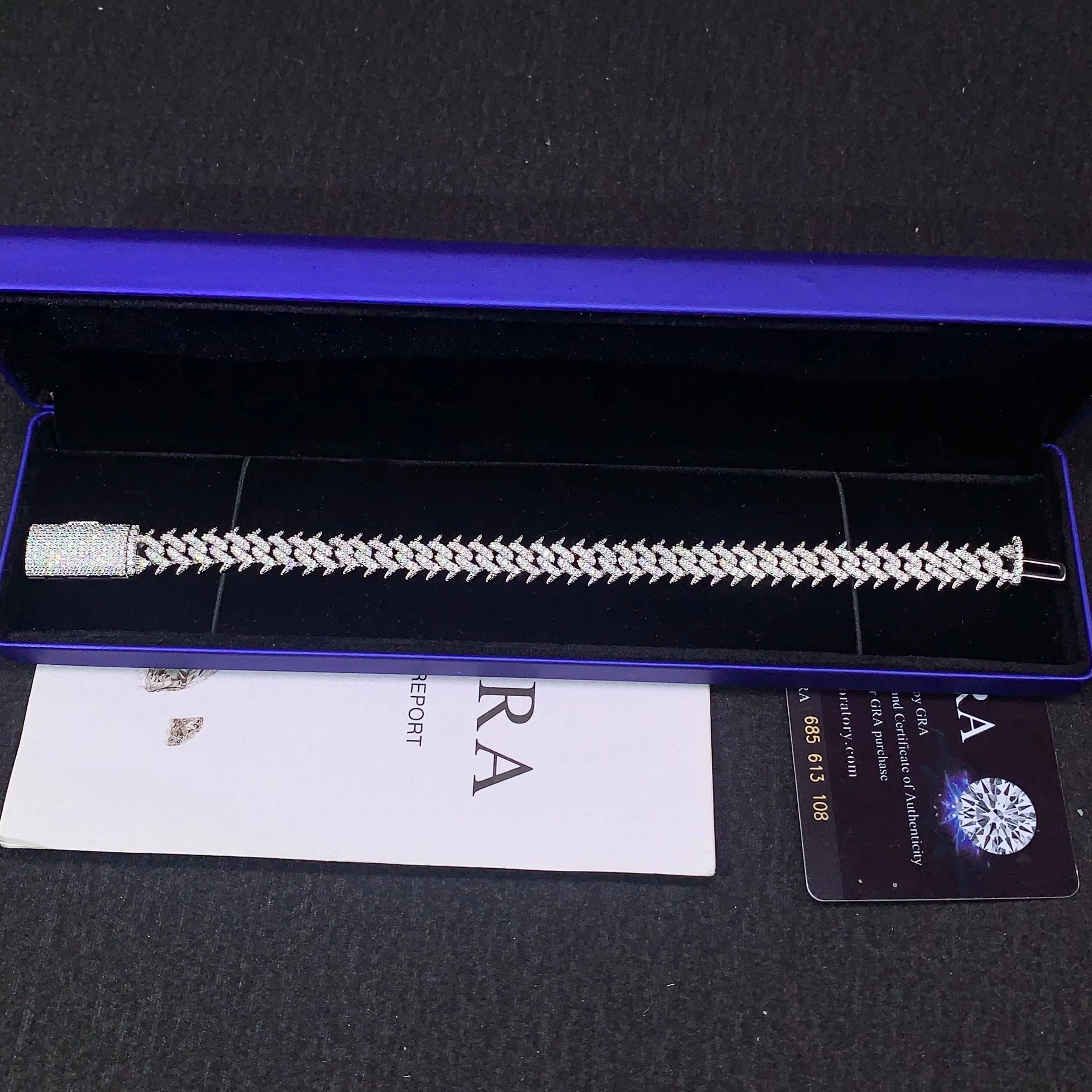 Fine Jewelry 925 Silver 10MM Thorns Spike Design Moissanite Cuban Bracelet Custom Men Iced Out Hip Hop Cuban Link Chain