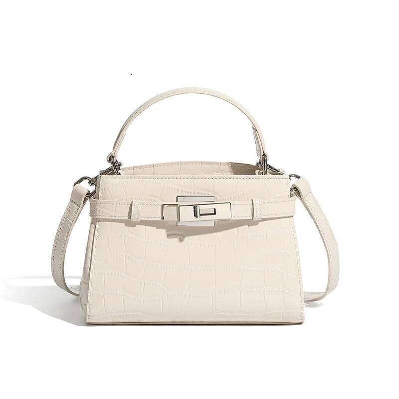 Fashionable Minimalist Stone Pattern Shoulder Handheld Square Versatile Genuine Leather Crossbody Bag With Mobile Pocket 251027