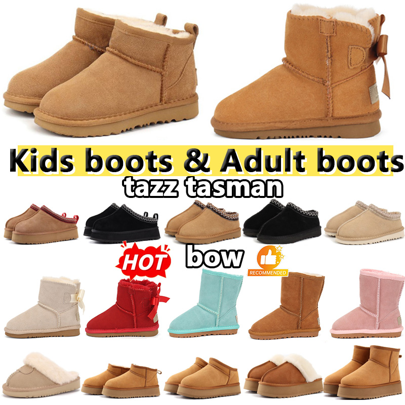 Kids boots boy Girls Adult boots Snow Boots toddle boots Tasman Tazz Slippers bow boots Children Teenagers baby Solid brown black Winter Knee Boots Ankle Boots Unisex