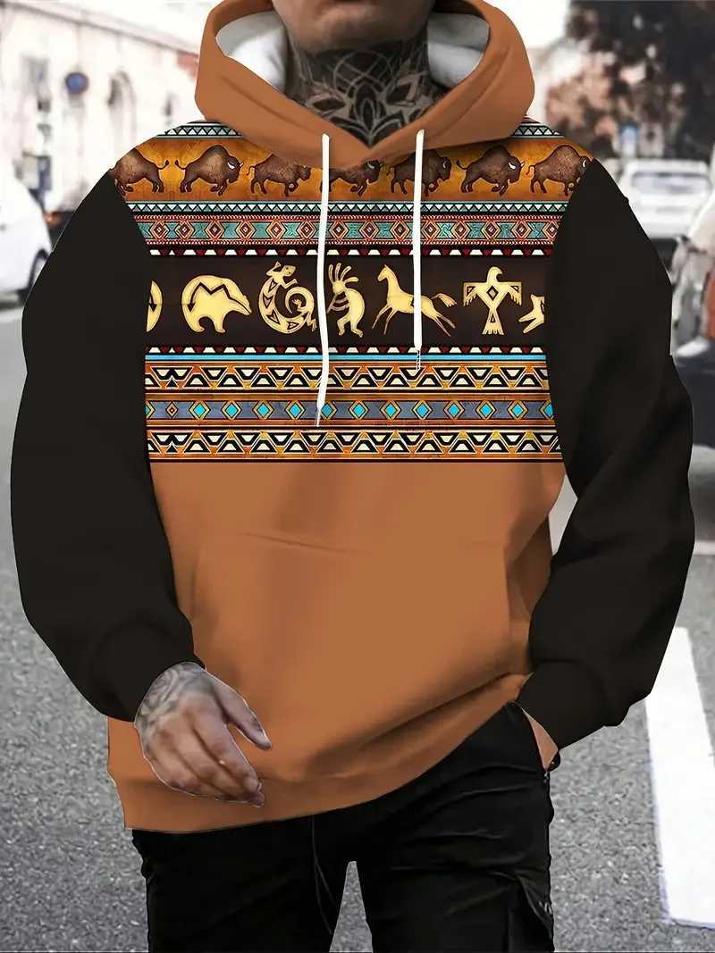 Mens Retro Ethnic Style 3D Print Hoodies Unisex Sweatshirts AutumnWinter Men Women Loose Casual Tracksuit Outdoor Y2k Pullover W251027