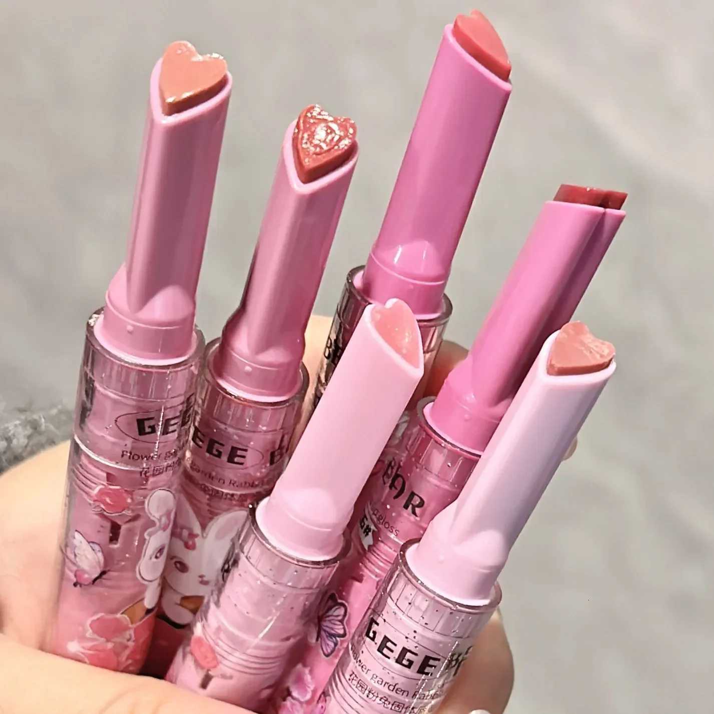 3PCSset Waterproof Jelly Lipstick Mirror Water Heartshaped Lip Gloss Moisturising Lipstick Pen Nonstick Cup Korean Cosmetics W251027