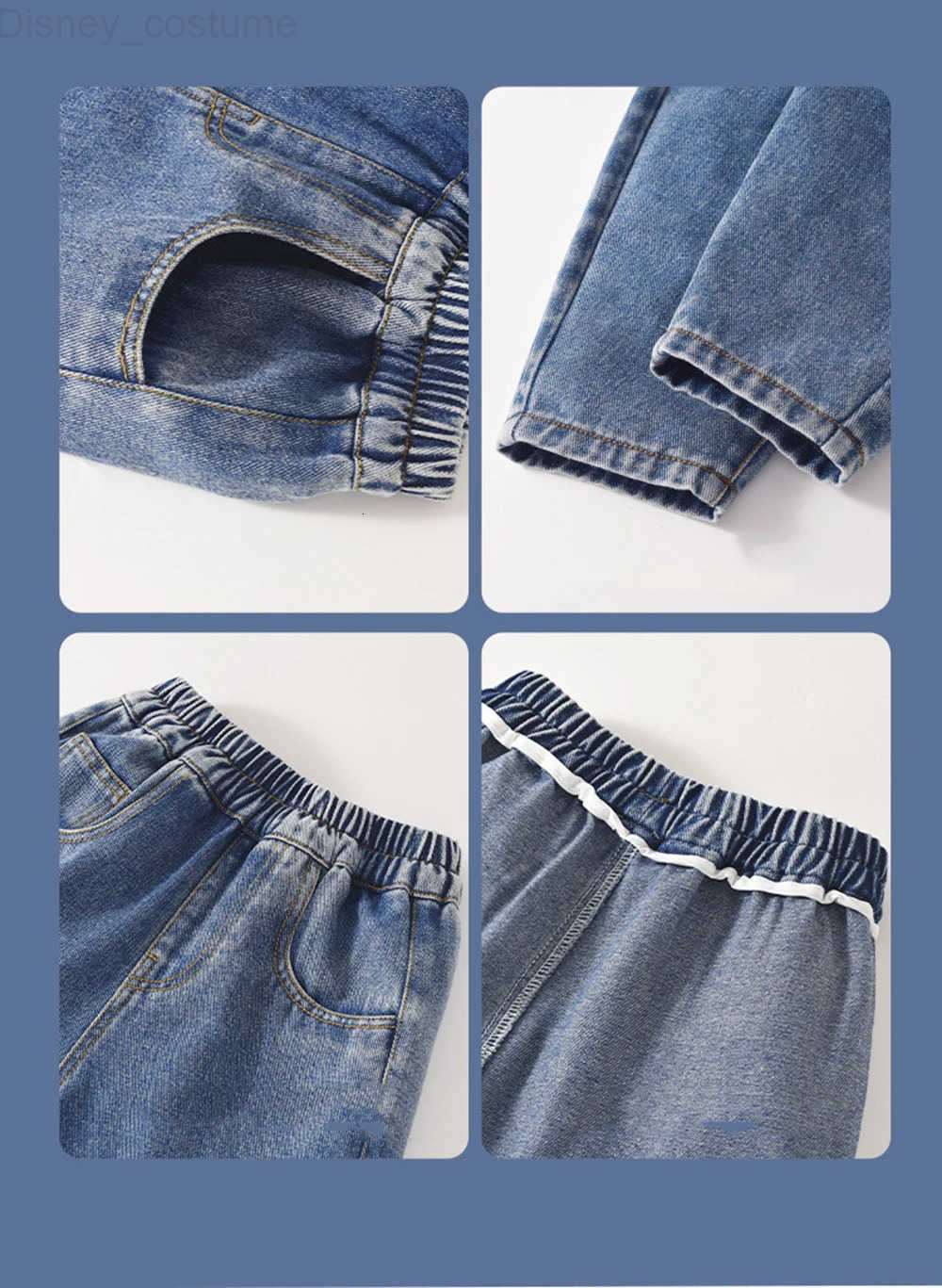 Disney Cartoon Print Kids Jeans Boys Spring Autumn Versatile Pants Girls Thin Elastic Waist Long Trousers Childrens Denim Pants H251027