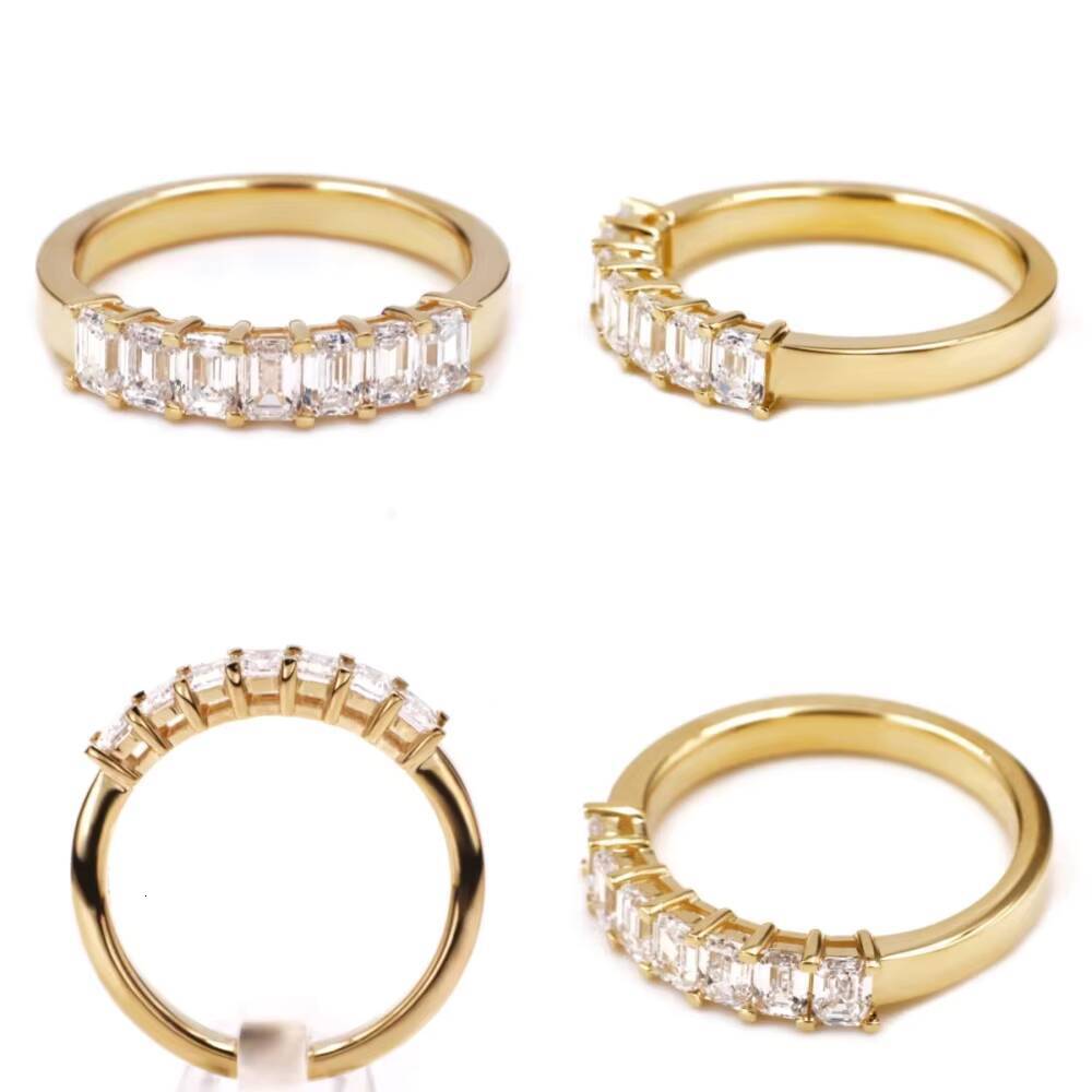 Tianyu Gems 25x35mm Emerald Cut Lab Diamonds Ring DEF Diamond Women Custom 18k 14k 10k Yellow Gold Wedding Engagement Rings