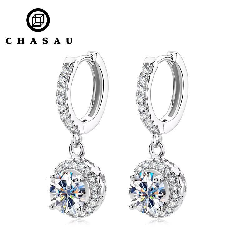 High Quality Wholesale 65mm 1CT Moissanite 925 Sterling Silver halo Temperament Hoop Earrings for Women