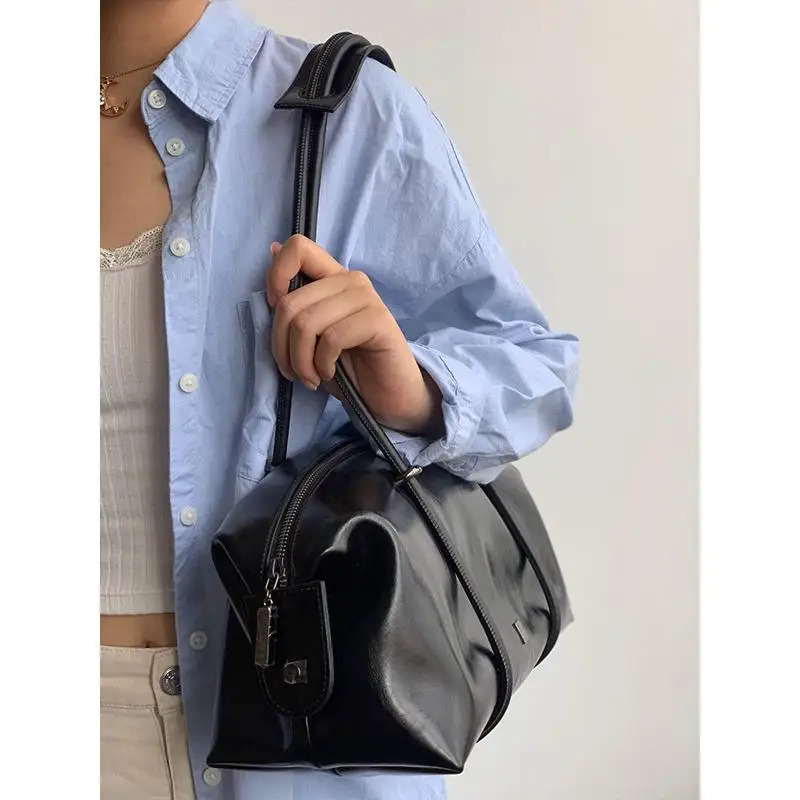 Boston Large Capaci Womens Bag Sle Single oulder Fitn Pillow Soft PU Leather Casual Tote 251014