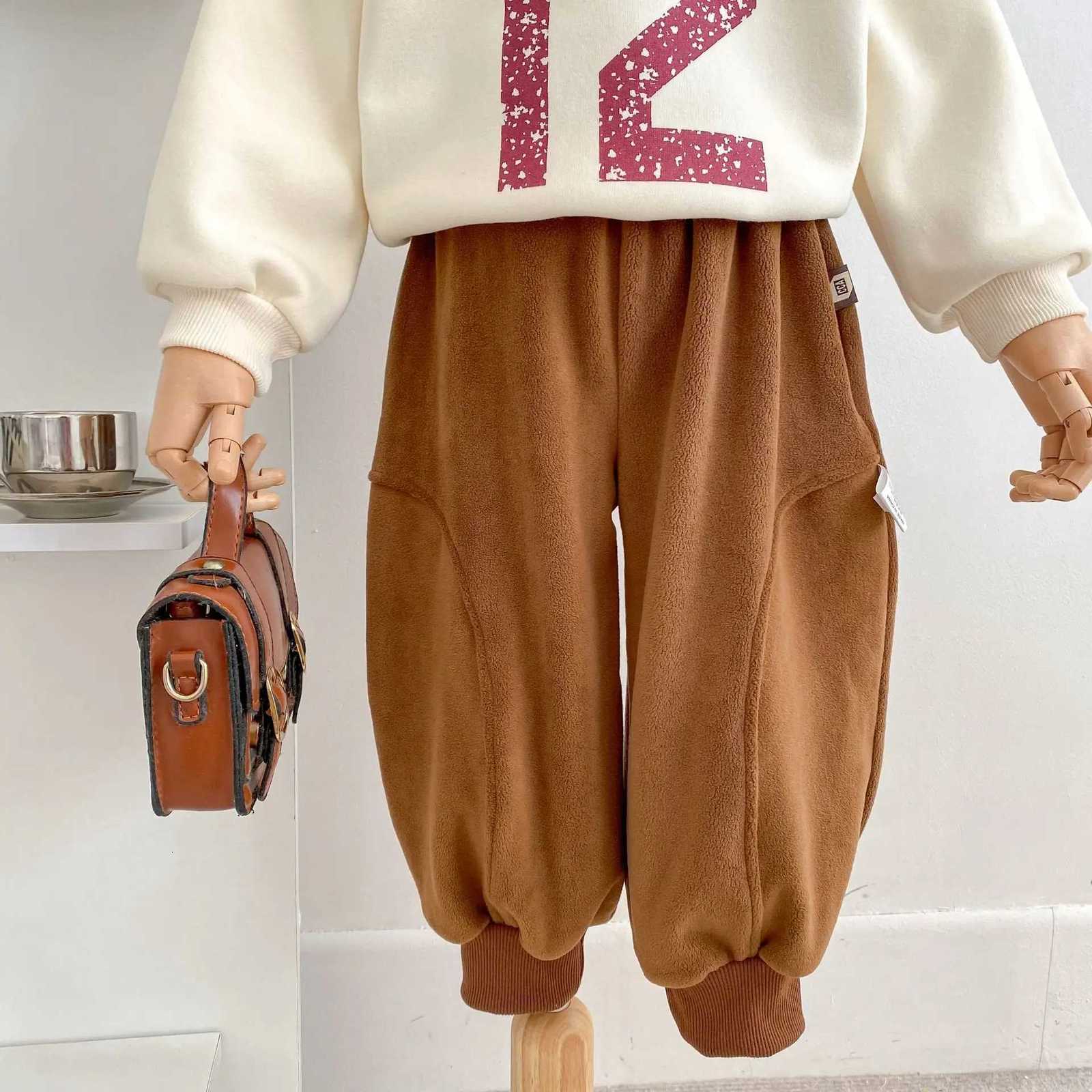 New autumn clothing for infants aged 36 stylish casual pants doublesided velvet casual pantsT251027