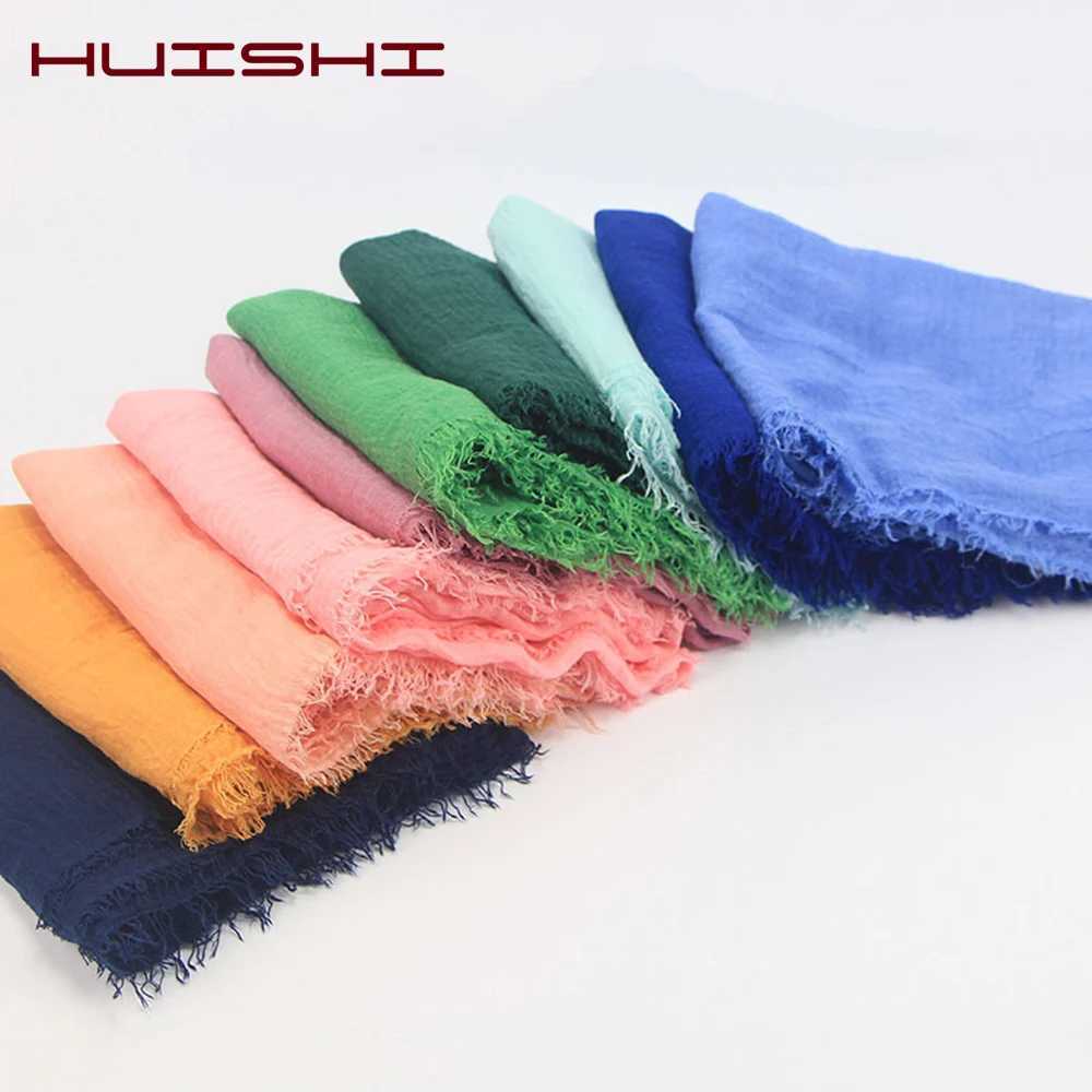 HUISHI Scarf Muslim Wen Bubb Cotton Solid Islam Muslim Scarf Shawls and Wraps Fa Foard Crink Cloud HijabW251027