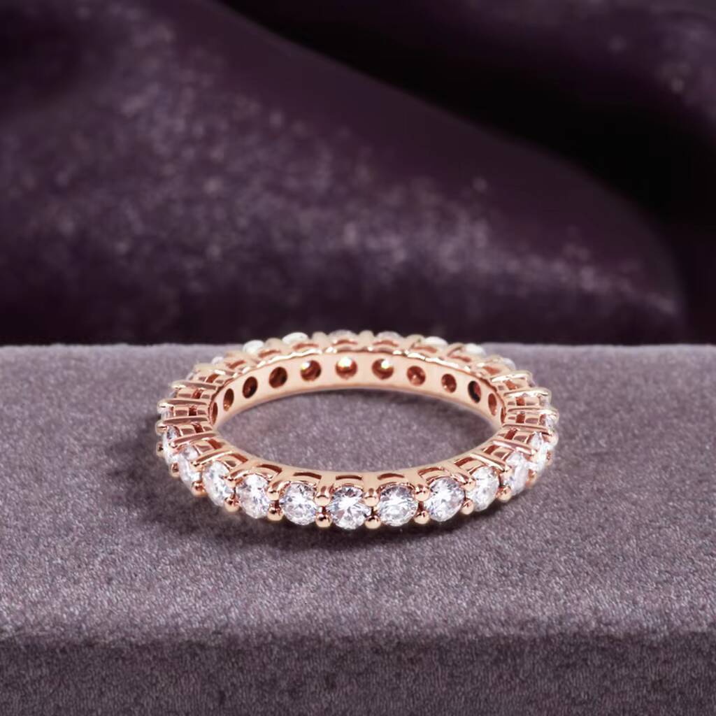 Tianyu Gems Ring Manufacturer Custom Fine Jewelry 15 2 mm 14K 18k 25mm 4mm 3mm Round Moissanite Rose Gold Rings Eternity Band