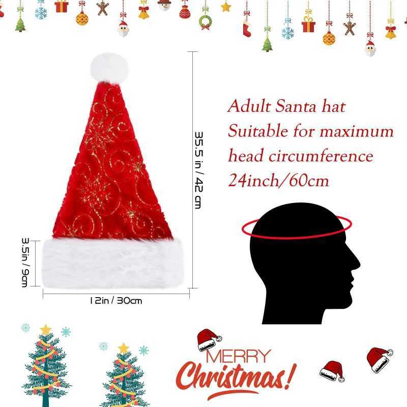 Winter Plush Christmas Hat With Gold Sequins Party Outfit Embroidered Hat Christmas DecorationW251027