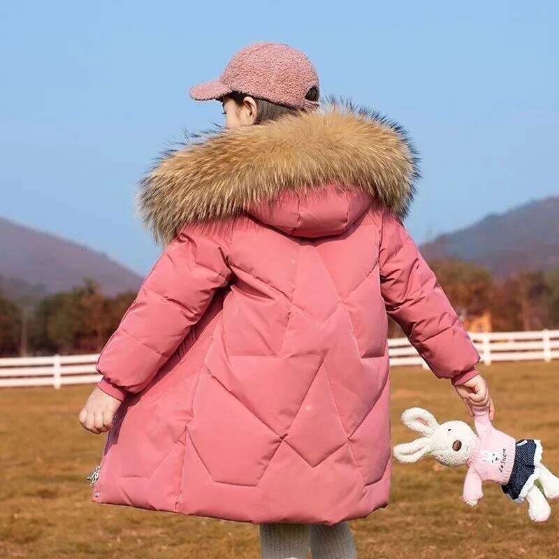 New Winter Thermal Down Coat For Tween Girls, Mid-Length Heavyweight Cotton Padded Jacket