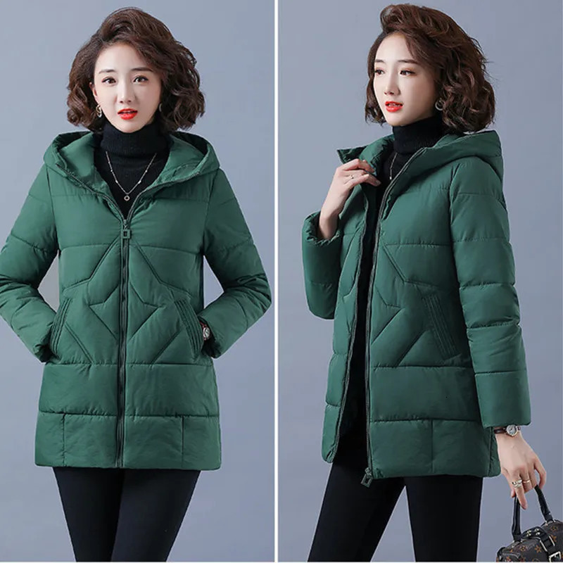 Winter Women Jacket Warm Parkas Female Thicken Coat Cotton Padded Long Hooded Outwear Casual Loose Snow Parka Jackets 251027