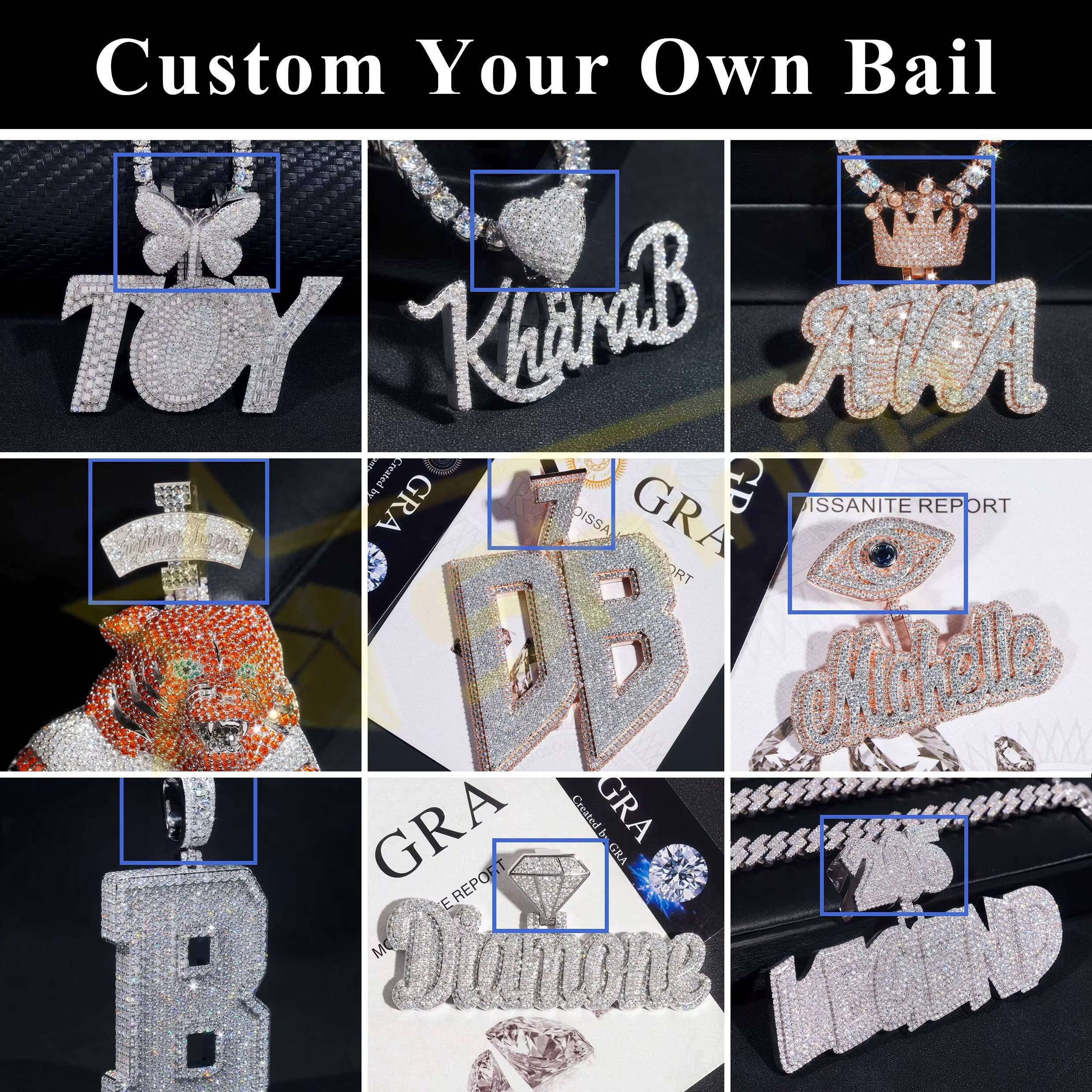 GRA Certificate Baguette Moissanite Jewelry 925 Silver Hip Hop Iced Out Jesus Custom Necklace Pendant