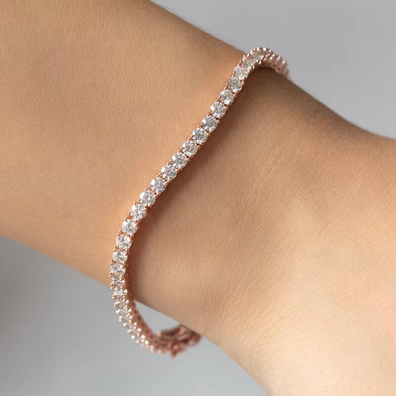 Hot Sale Iced Out 3mm Silver 925 Moissanite Tennis Bracelet