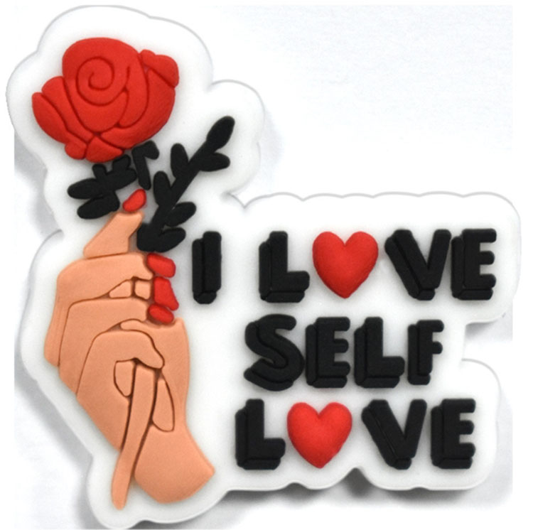 Self Love shoe charms pvc soft red flower shoe decoration buckle clog accessories wristband pin button
