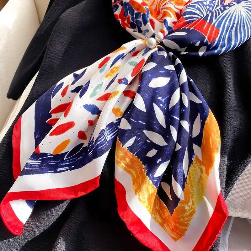 2023 Wen Brand Designer Scarf Fashion Oil Painting Aec Silk Scarves Square Small Handkerchi Neck Snood Bag Hijab 9090CmW251027