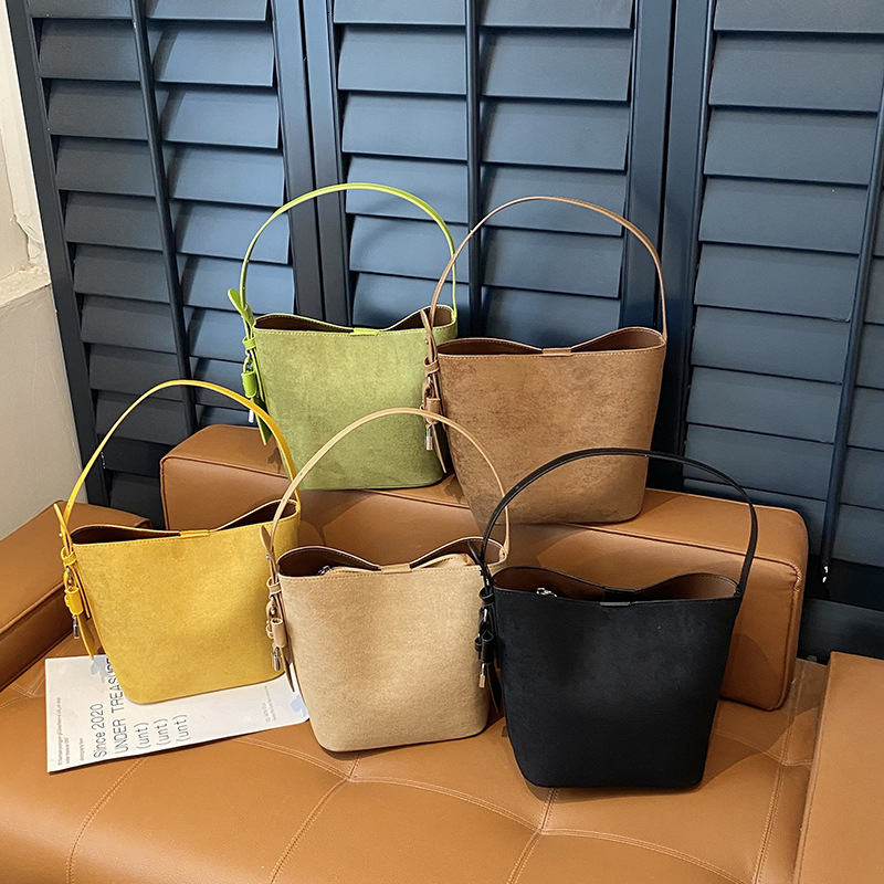 Free shipping designer bag High-end Suede Bag for Women New Versatile Single Shoulder Mother-Daughter Bag Large Capacity Commuter Bucket Bag