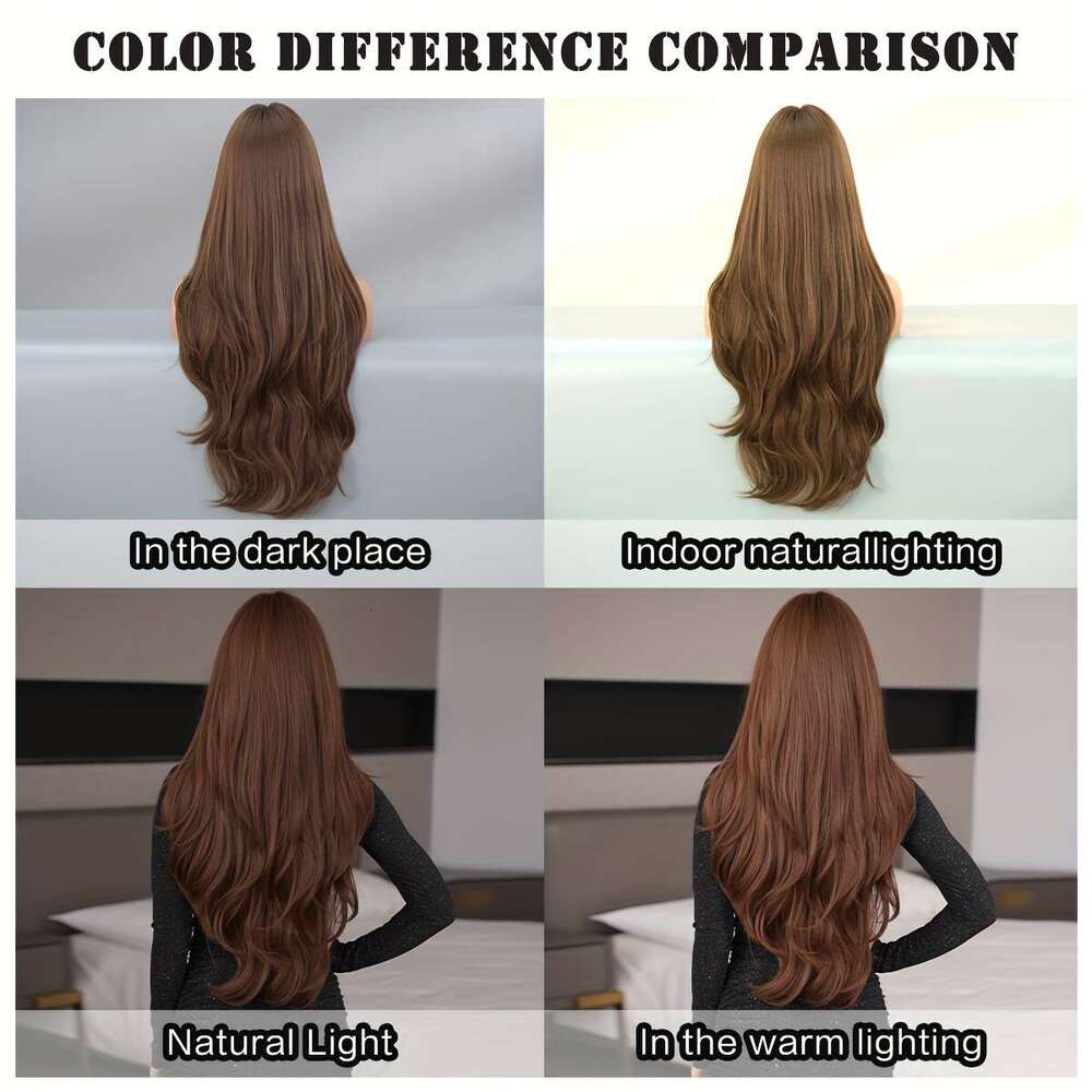 NAMM Chic Brown Body Wave Wig With Bangs Women - High Density, Natural-Looking Synthetic Layered Hair, Perfect For Daily Wear & Cosplay