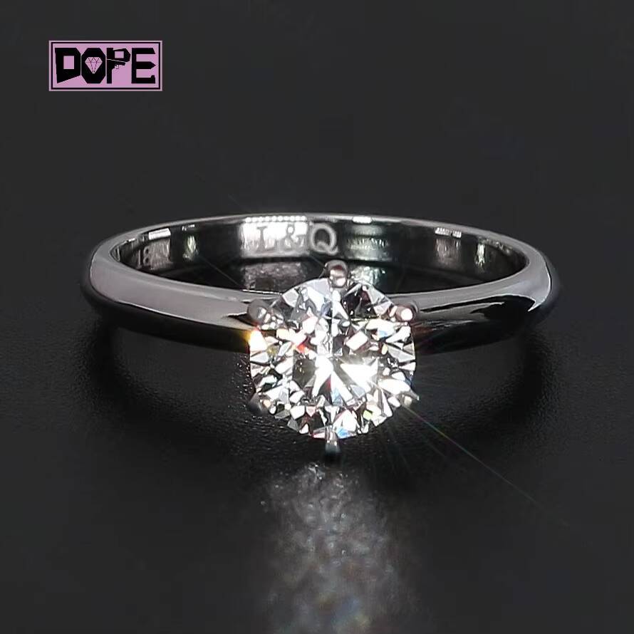 Classic Lab Grown Diamond Ring IGI Cvd Diamond 18K White Gold Solitaire 1CT Round Engagement Wedding Ring