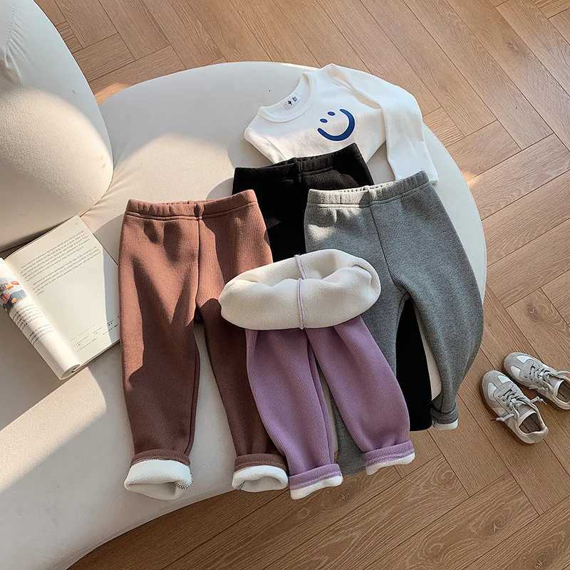 Girls Fleece Leggings Autumn WInter Korean Velvet Warm Pants 15Years Old Boys Casual Thicken TrousersT251027